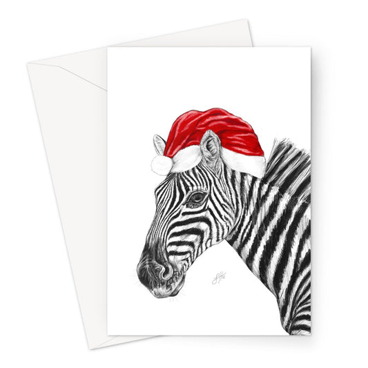 Festive Zebra Large Christmas Card Greeting Card