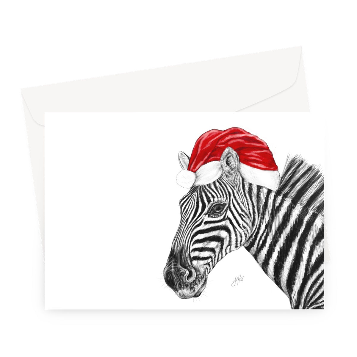 Festive Zebra Large Christmas Card Greeting Card