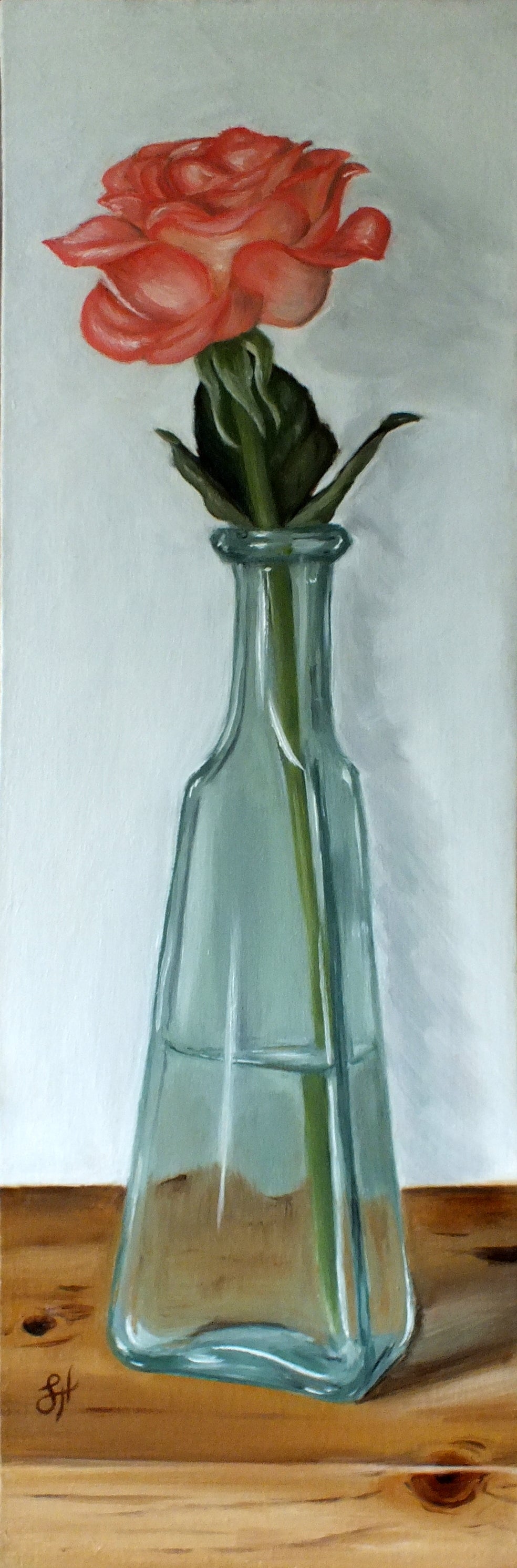 Coral Rose Oil Painting