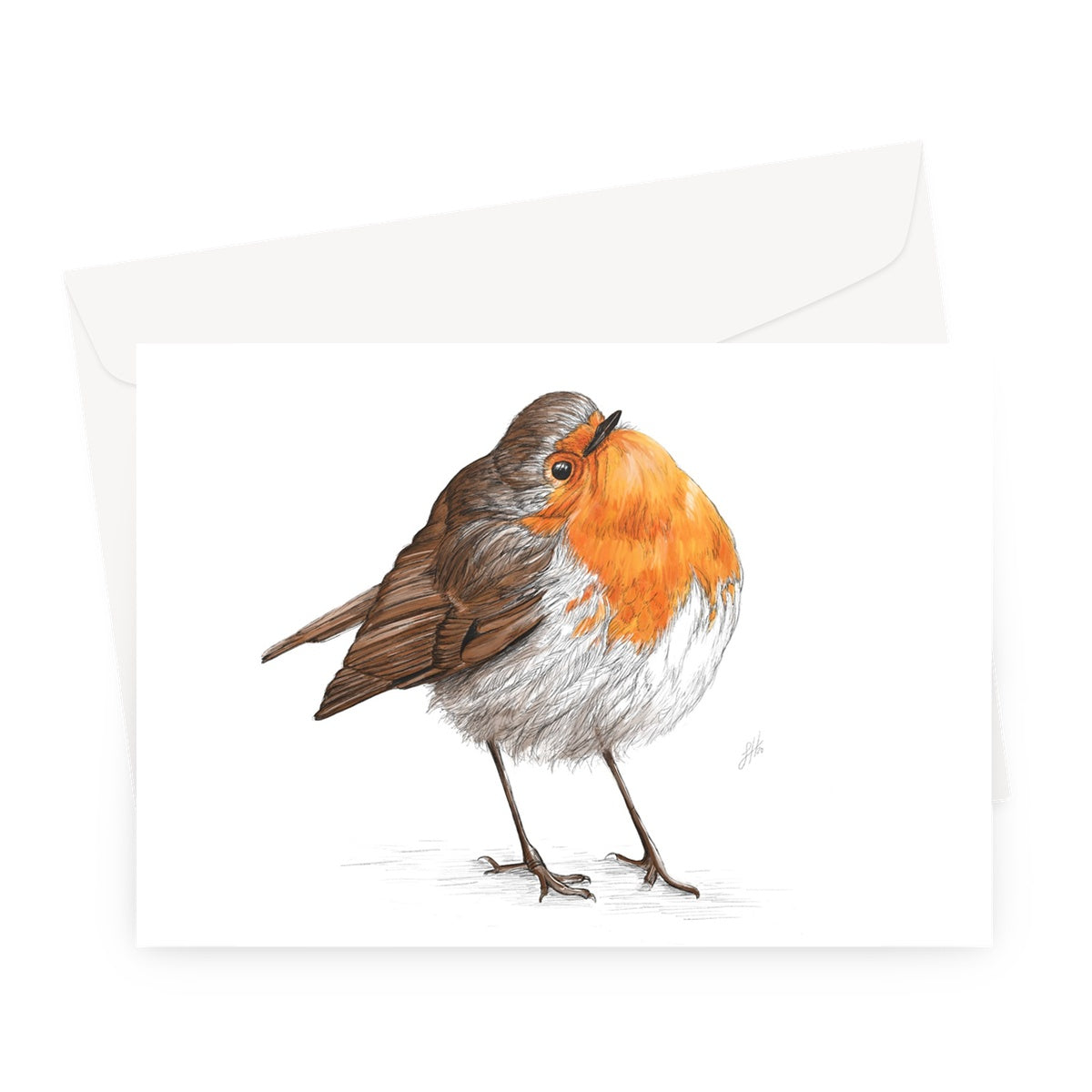 Chubby Robin Large Greeting Card