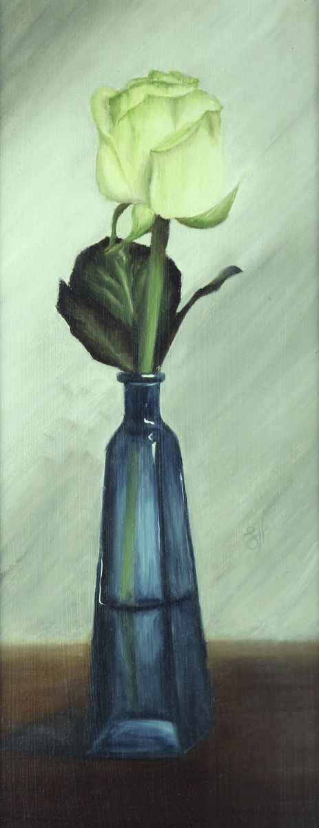 White Rose in Blue Bottle Giclée Print
