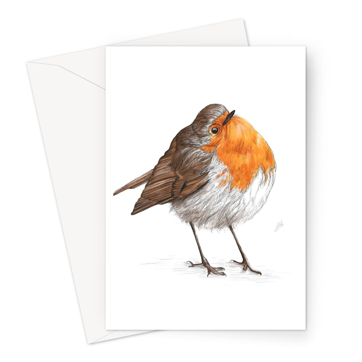 Chubby Robin Large Greeting Card