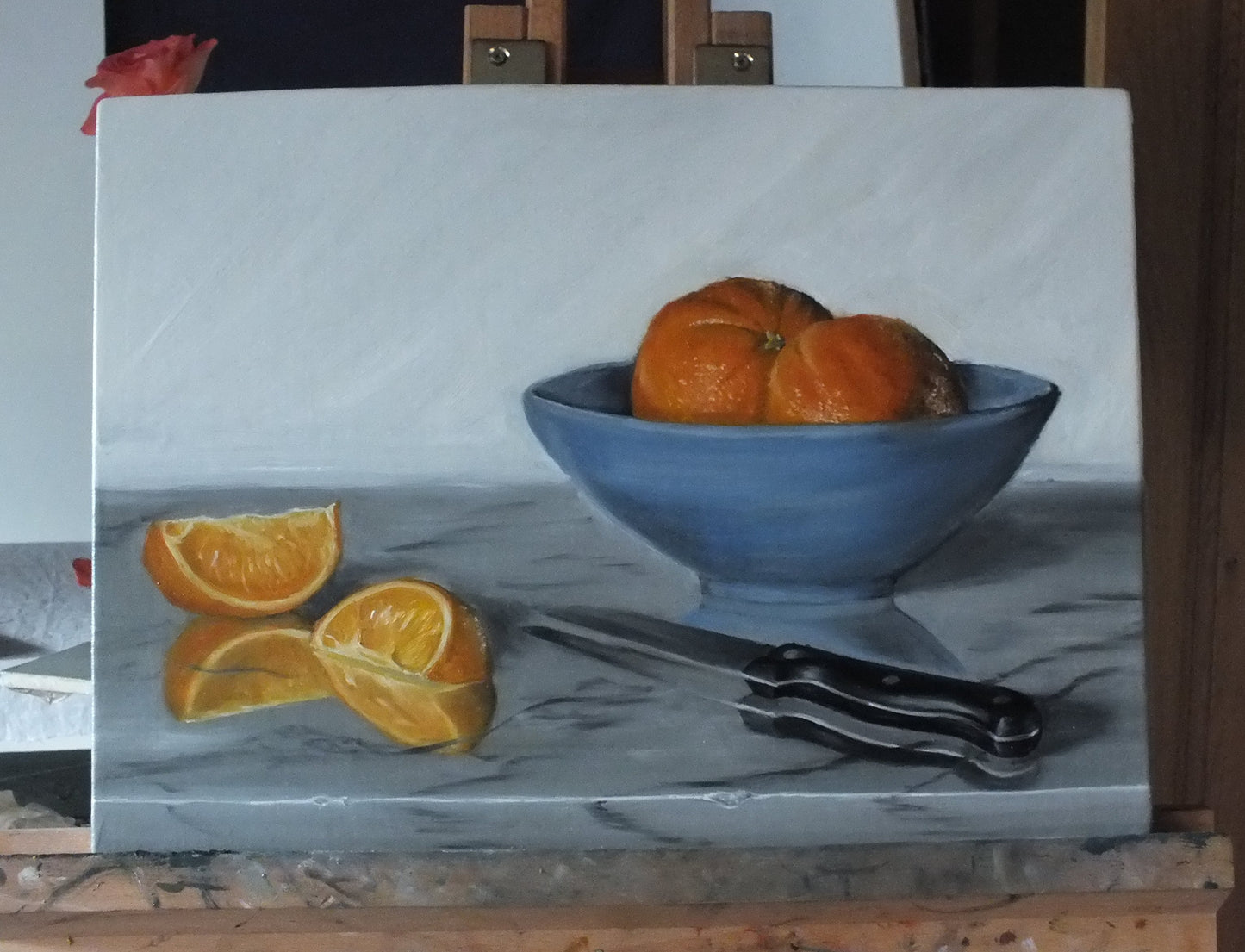 Oranges in Blue Bowl Oil Painting