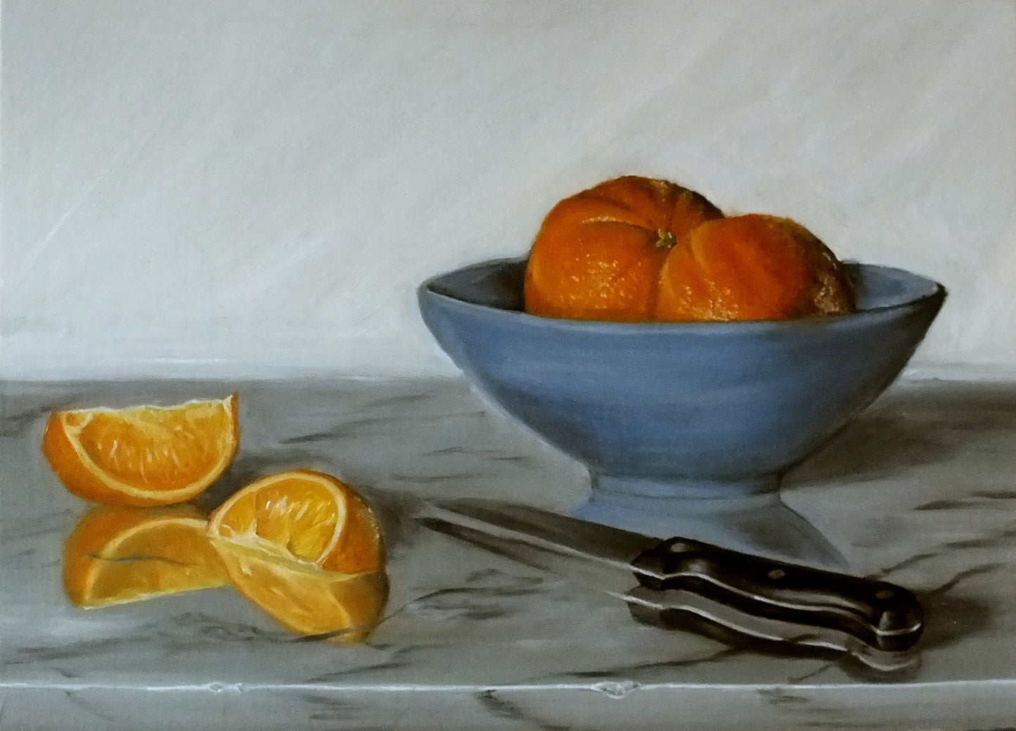 Oranges in Blue Bowl Oil Painting